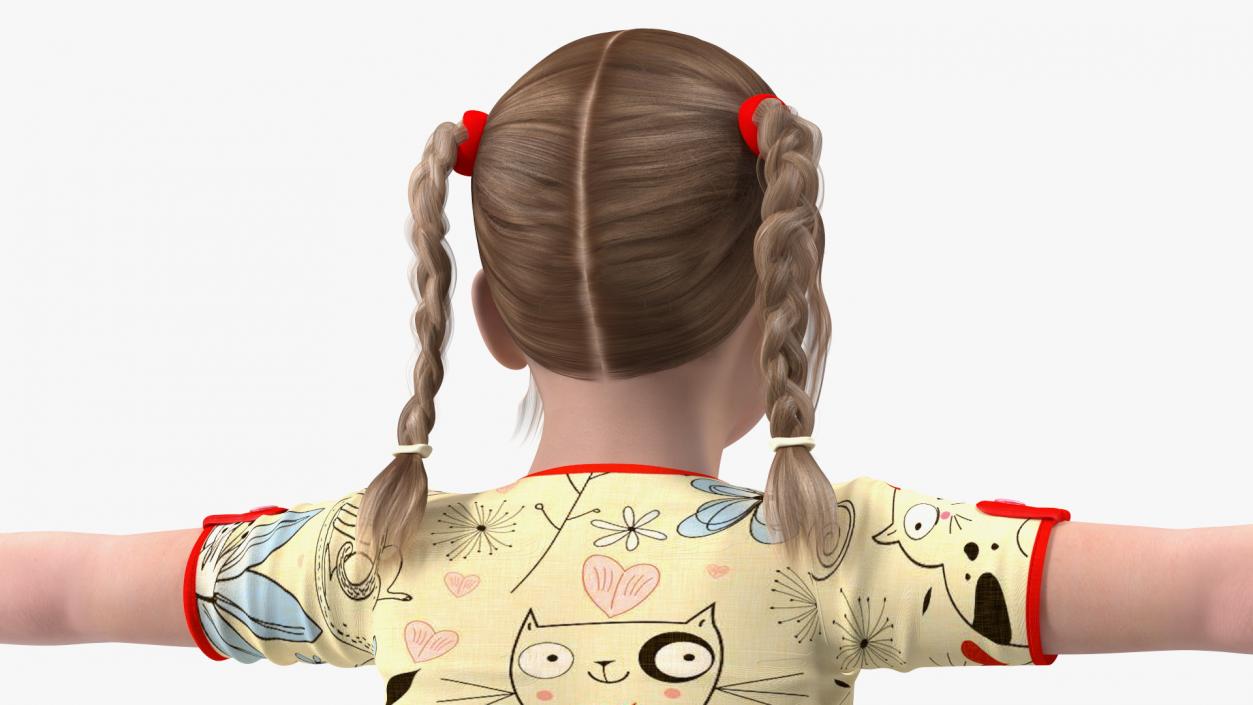 3D Realistic Child Girl Everyday Style Rigged for Cinema 4D