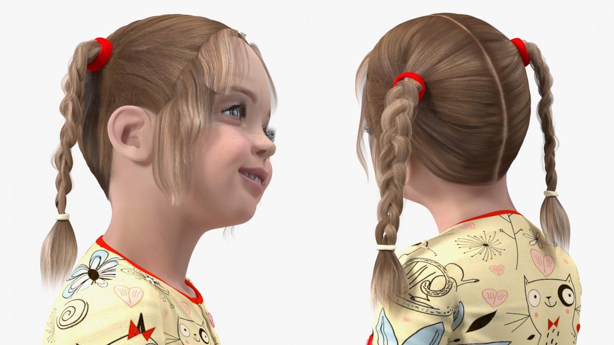 3D Realistic Child Girl Everyday Style Rigged for Cinema 4D