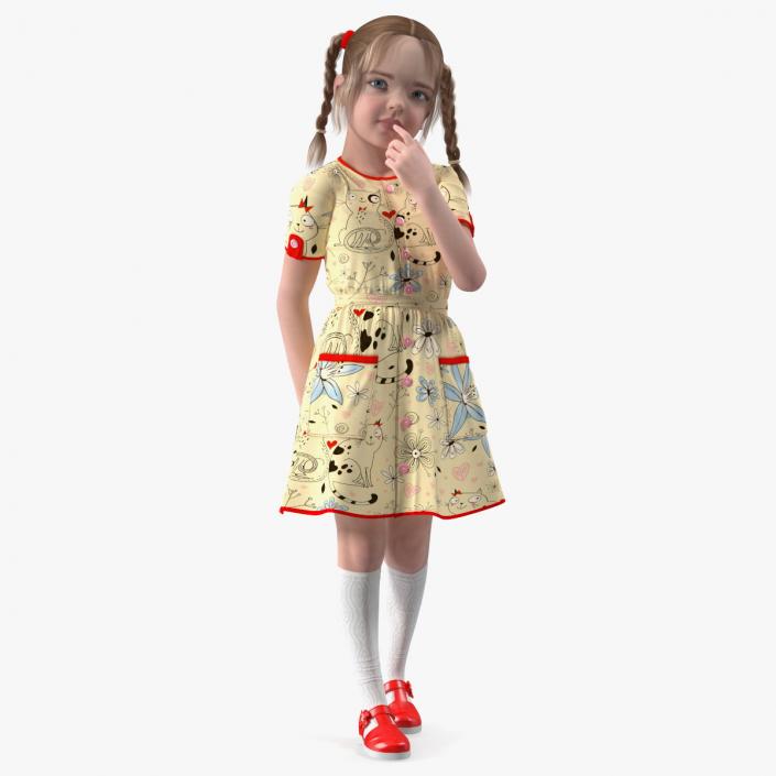 3D Realistic Child Girl Everyday Style Rigged for Cinema 4D