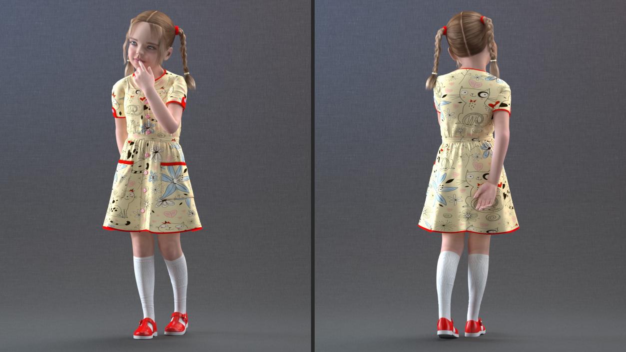 3D Realistic Child Girl Everyday Style Rigged for Cinema 4D