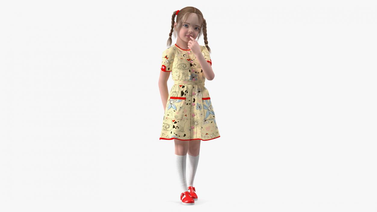 3D Realistic Child Girl Everyday Style Rigged for Cinema 4D