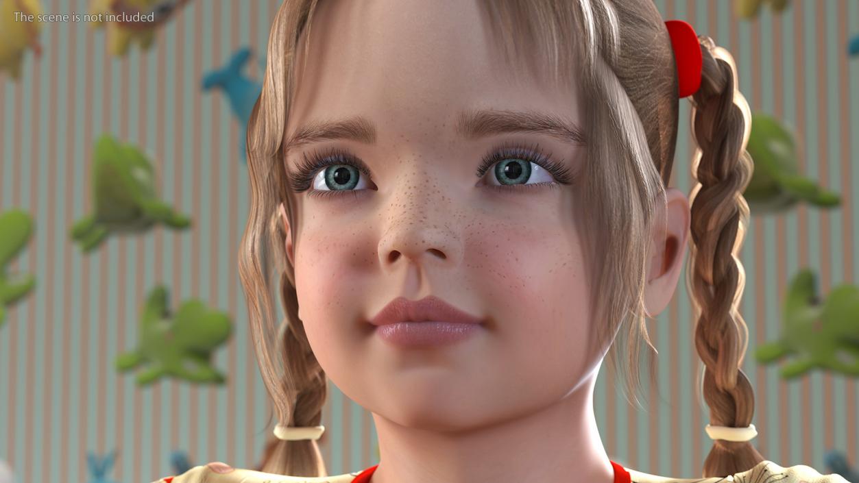 3D Realistic Child Girl Everyday Style Rigged for Cinema 4D