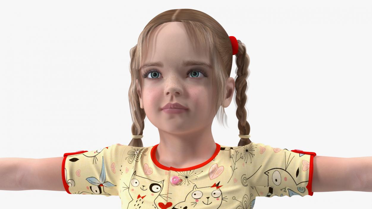 3D Realistic Child Girl Everyday Style Rigged for Cinema 4D