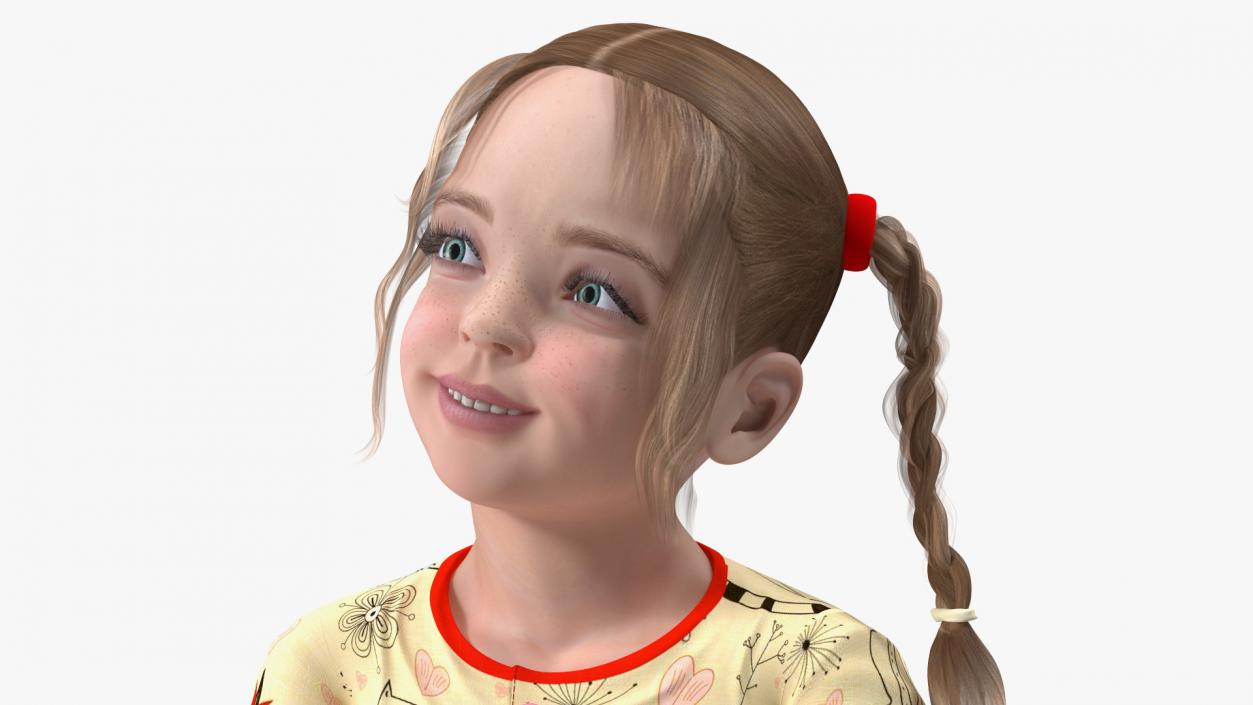 3D Realistic Child Girl Everyday Style Rigged for Cinema 4D