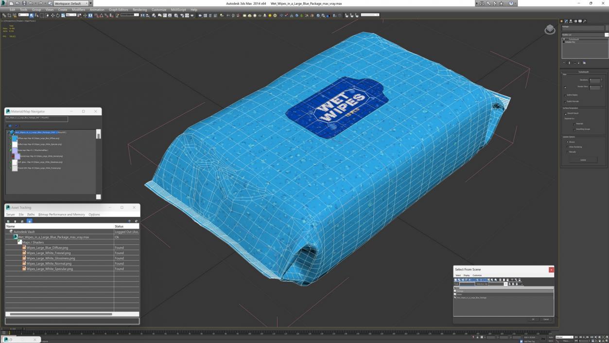 3D Wet Wipes in a Large Blue Package model