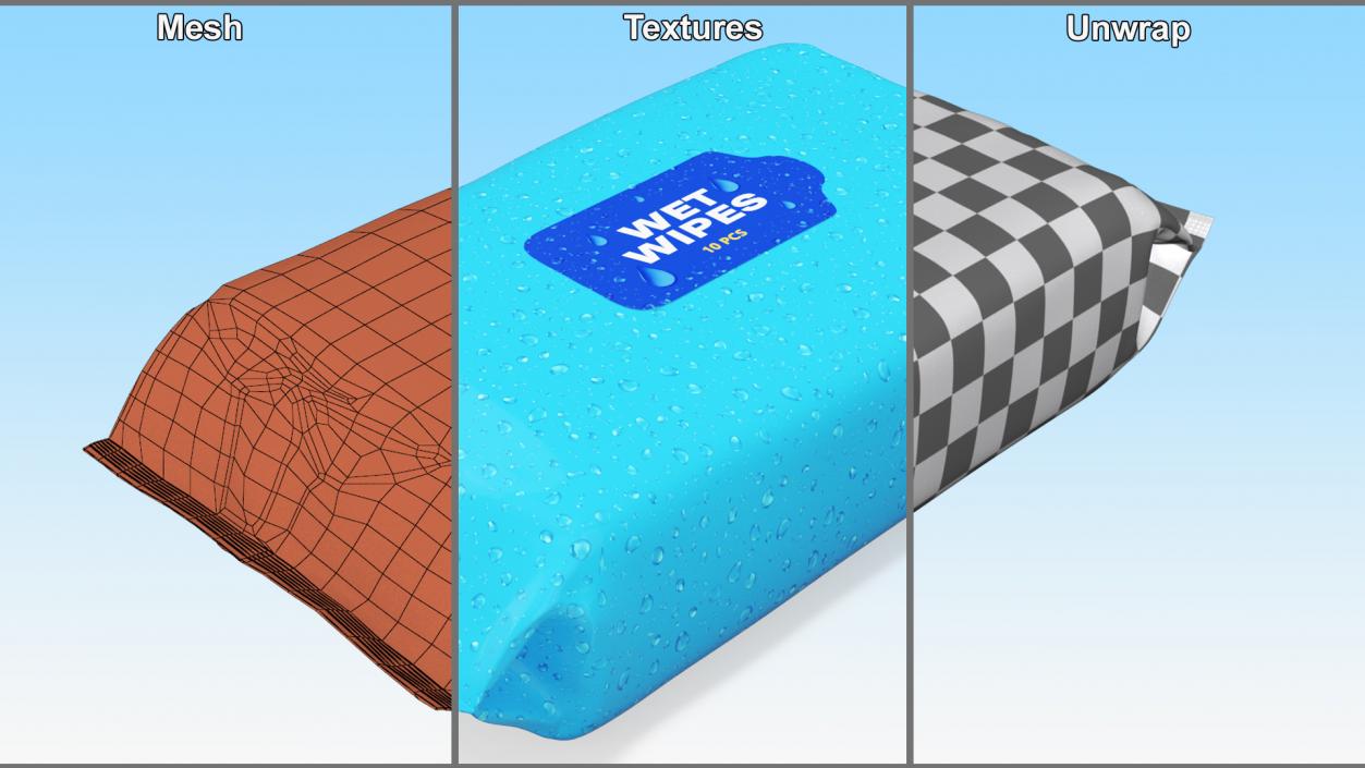 3D Wet Wipes in a Large Blue Package model