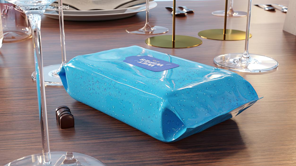 3D Wet Wipes in a Large Blue Package model