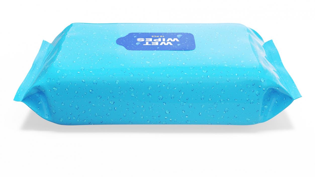 3D Wet Wipes in a Large Blue Package model