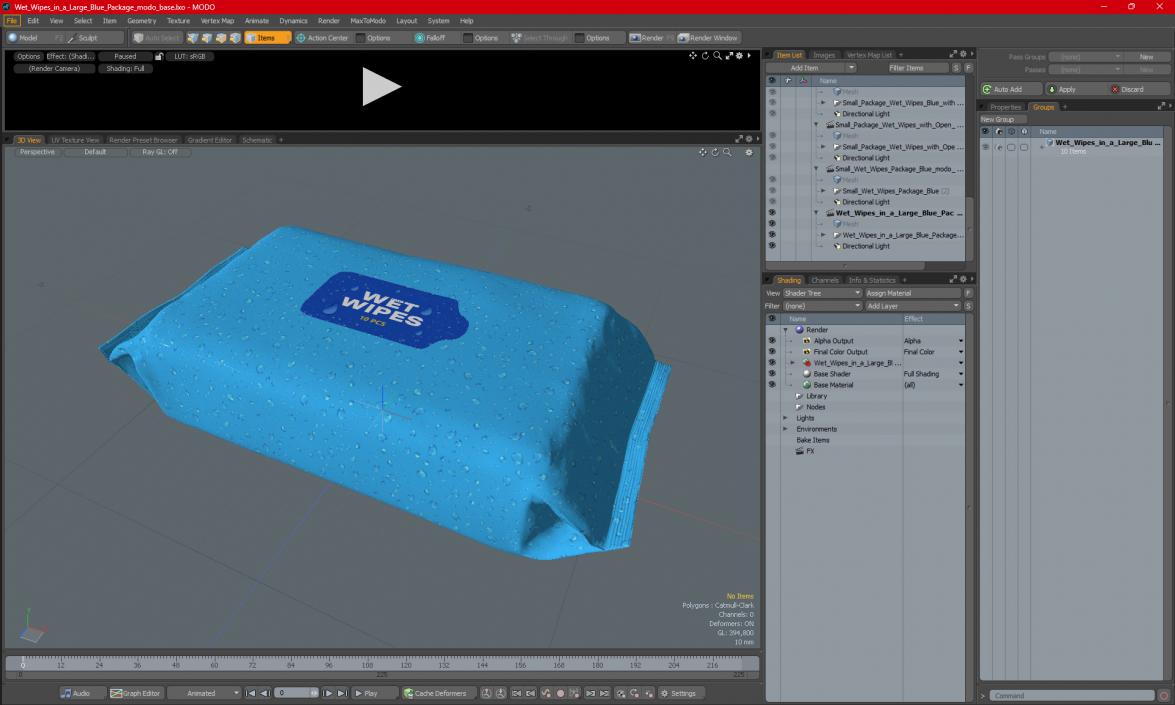 3D Wet Wipes in a Large Blue Package model