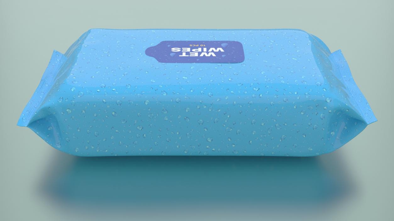 3D Wet Wipes in a Large Blue Package model