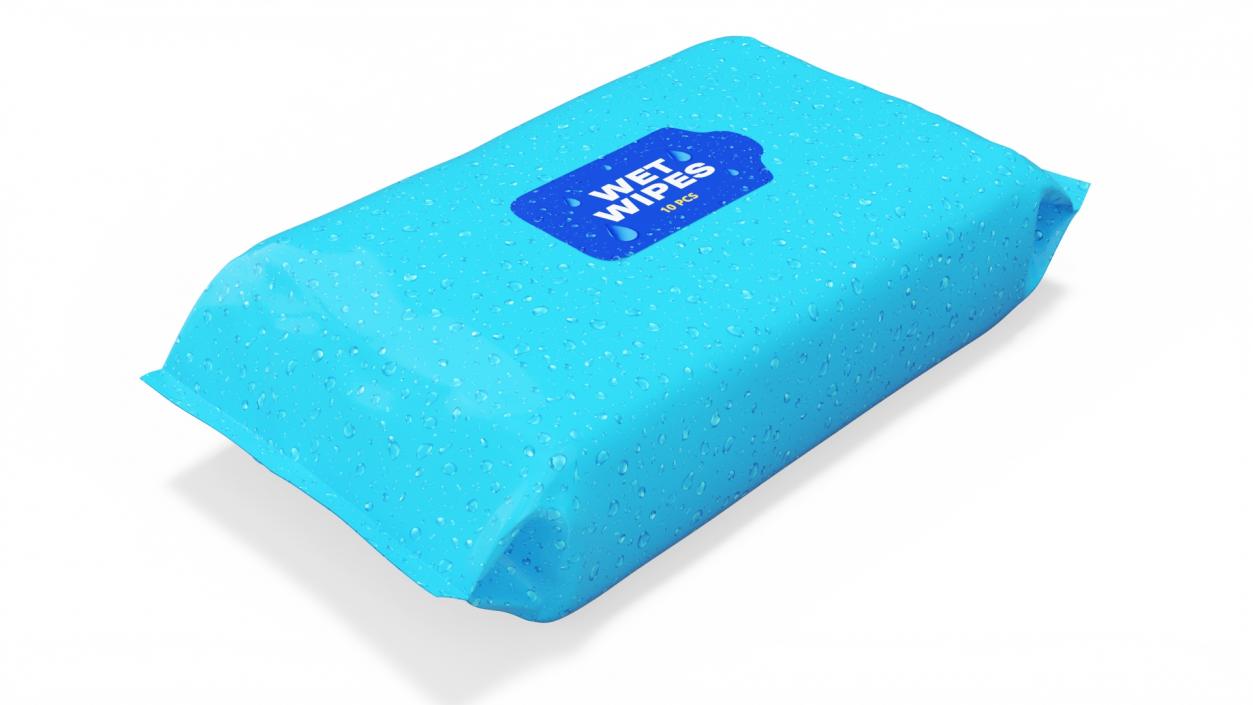 3D Wet Wipes in a Large Blue Package model