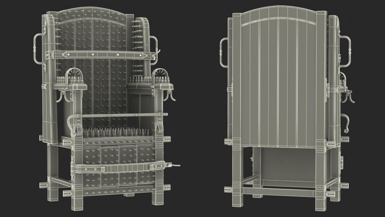 Medieval Torture Chair with Spikes 3D model