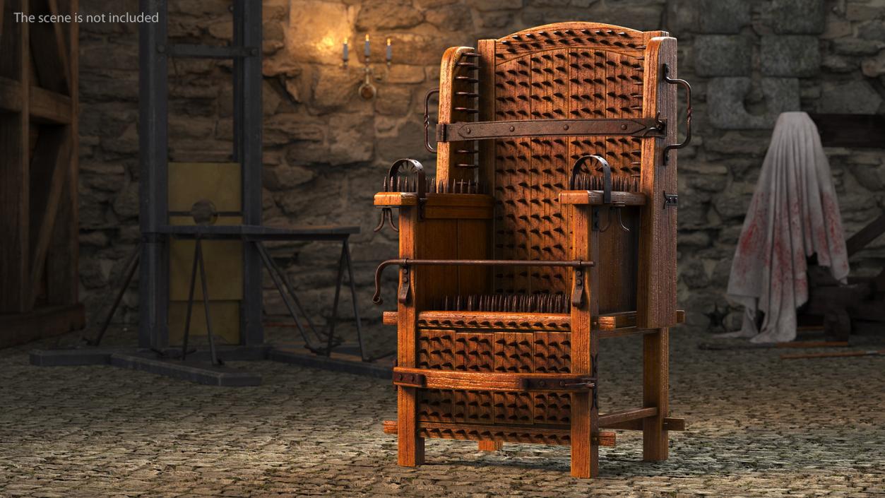 Medieval Torture Chair with Spikes 3D model