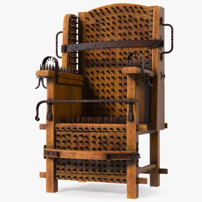 Medieval Torture Chair with Spikes 3D model