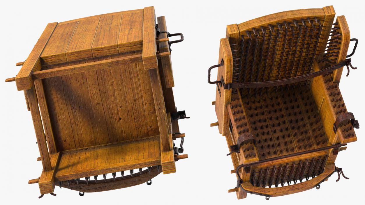 Medieval Torture Chair with Spikes 3D model