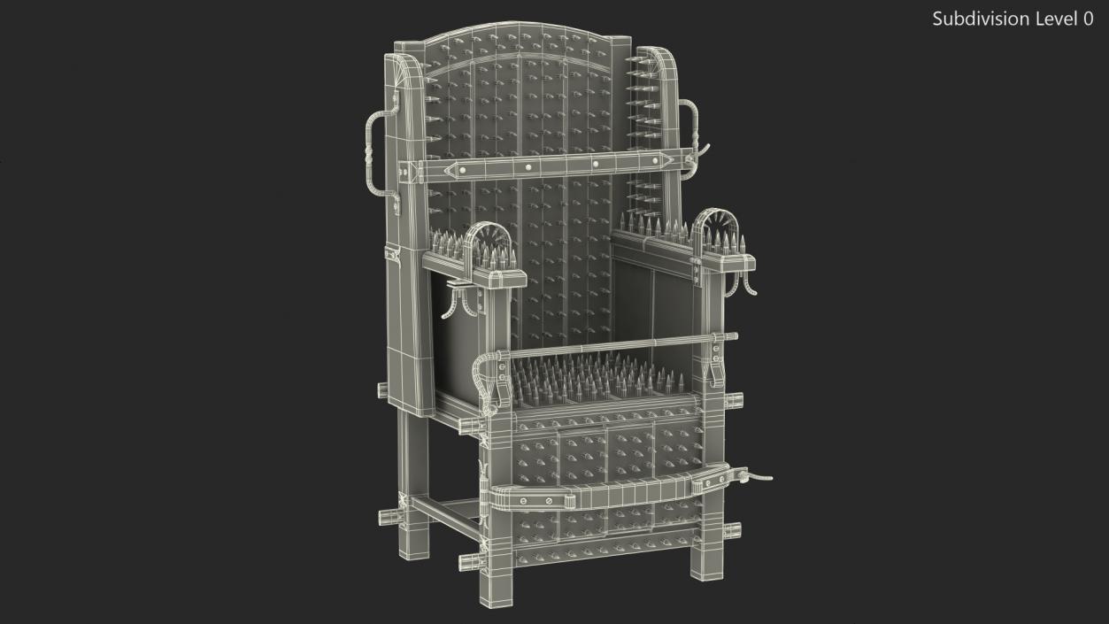 Medieval Torture Chair with Spikes 3D model