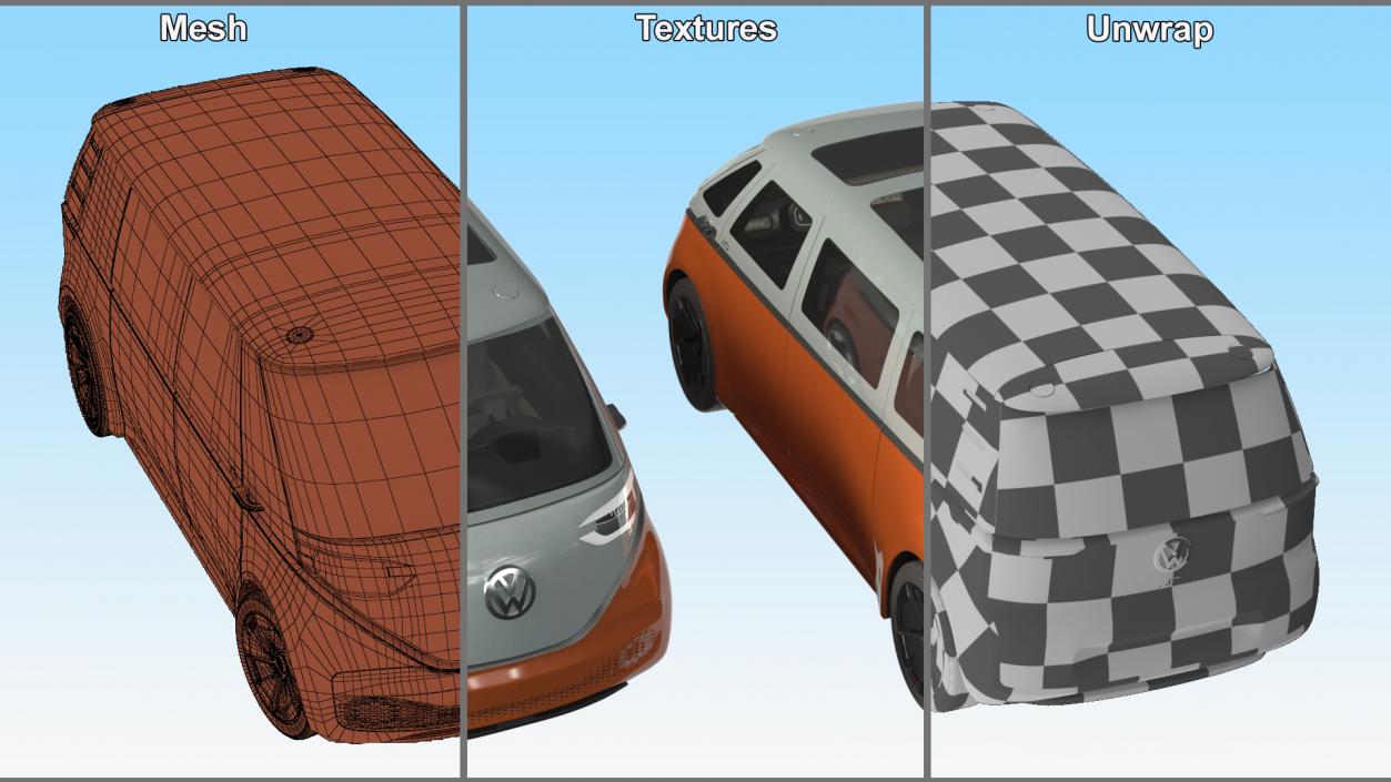 Volkswagen Minivan ID Buzz Simplified 3D