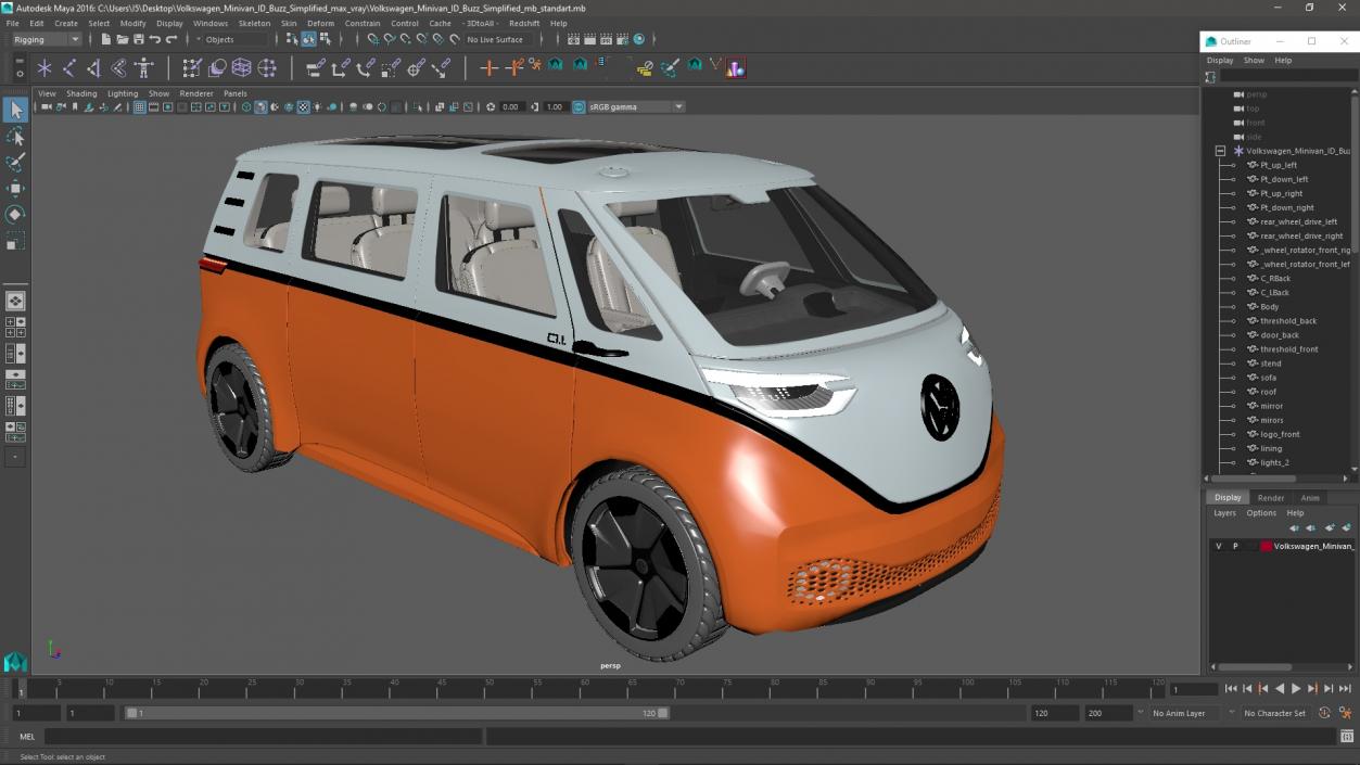 Volkswagen Minivan ID Buzz Simplified 3D