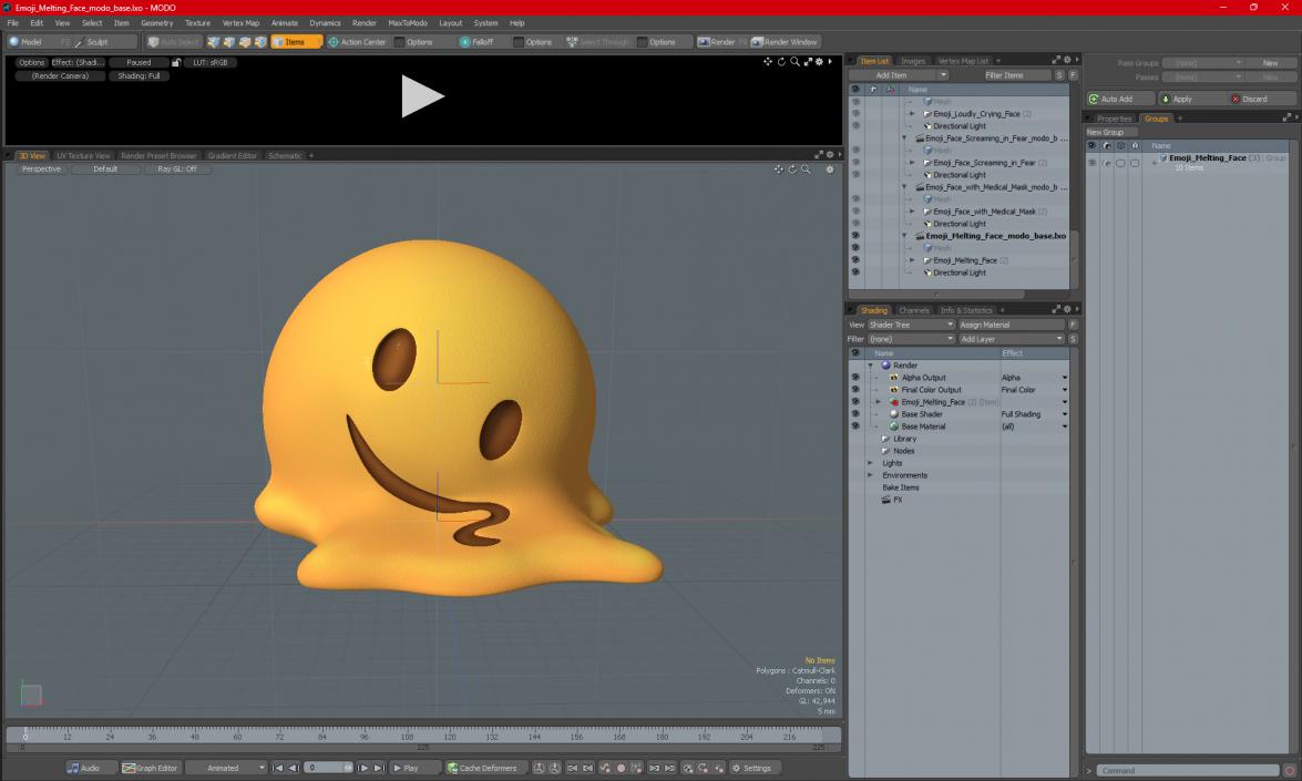 3D Emoji Melting Face model