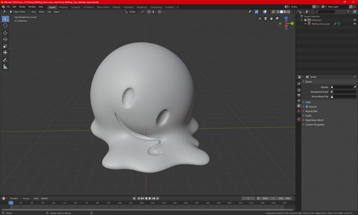 3D Emoji Melting Face model