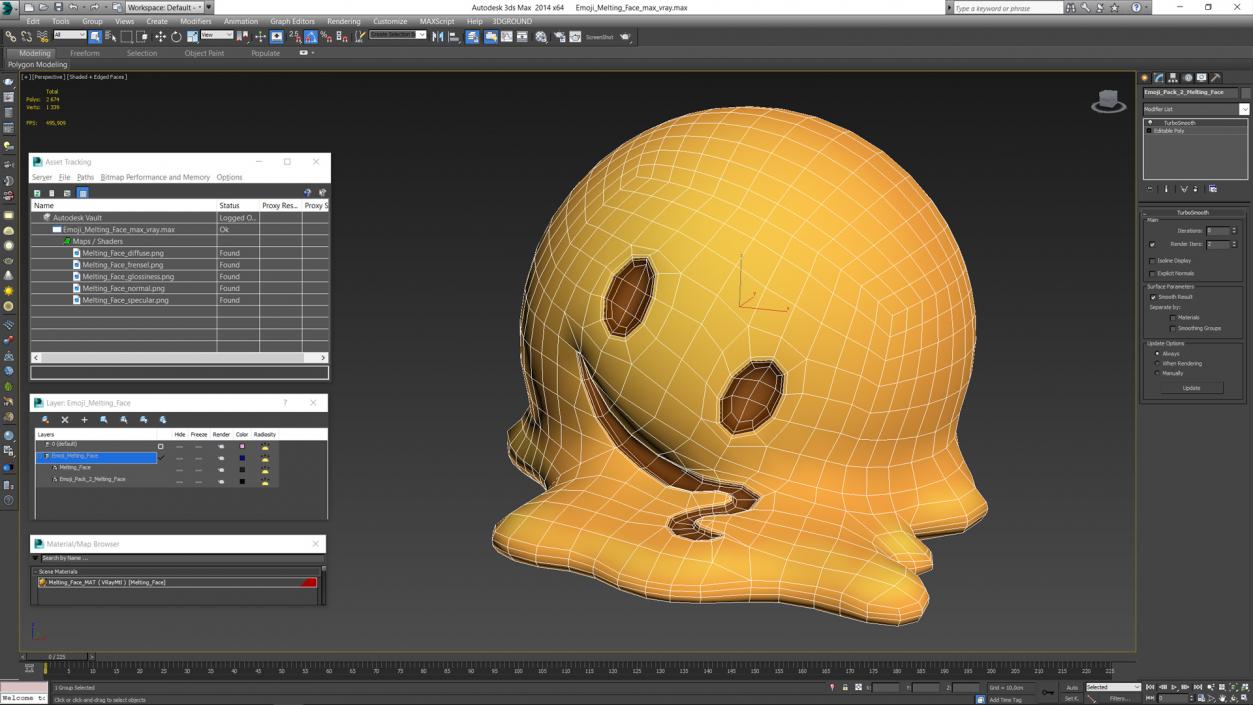 3D Emoji Melting Face model