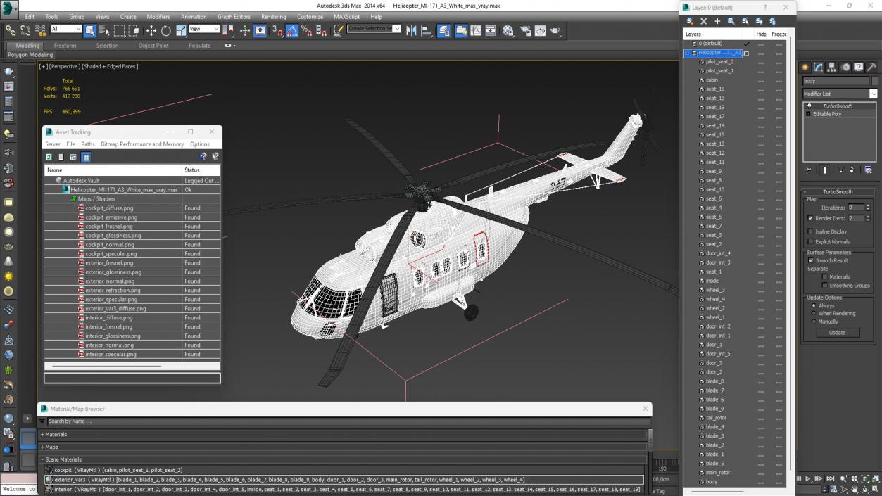 3D Helicopter MI-171 A3 White