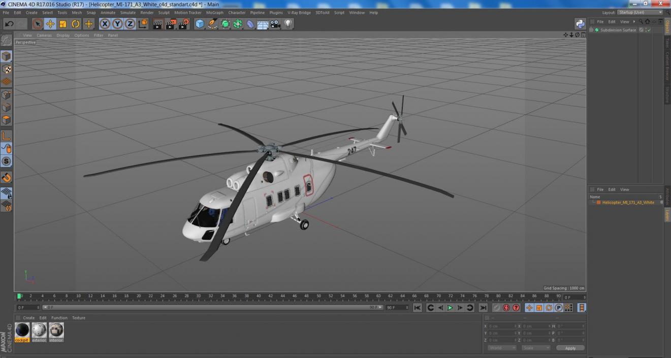 3D Helicopter MI-171 A3 White