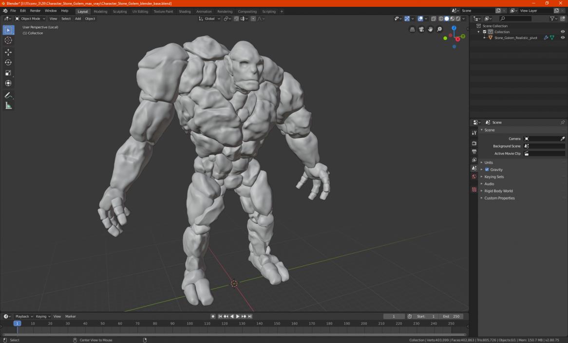 3D Character Stone Golem