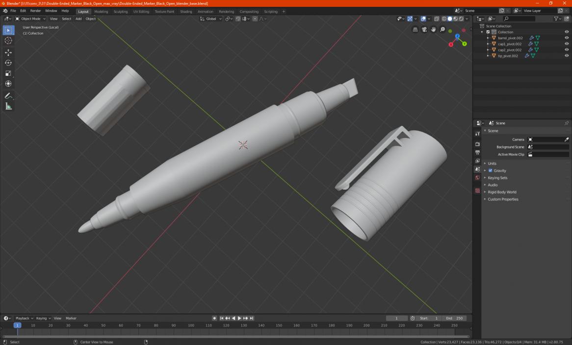 Double-Ended Marker Open 3D model