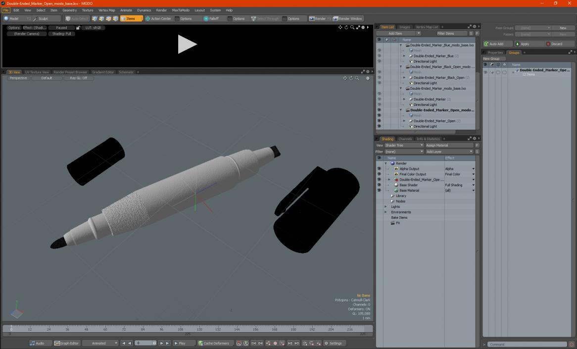 Double-Ended Marker Open 3D model