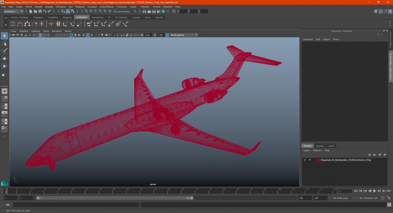 Regional Jet Bombardier CRJ550 Exterior Only 3D model