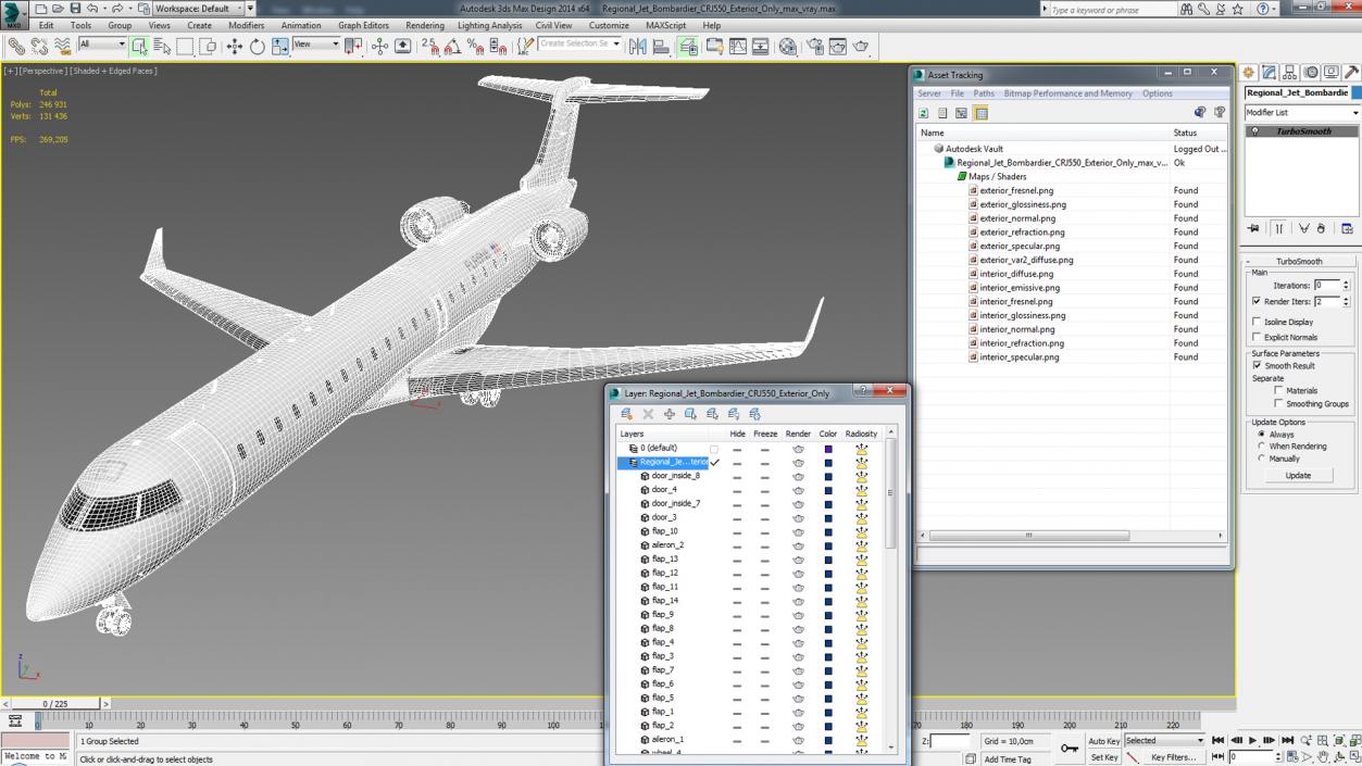 Regional Jet Bombardier CRJ550 Exterior Only 3D model