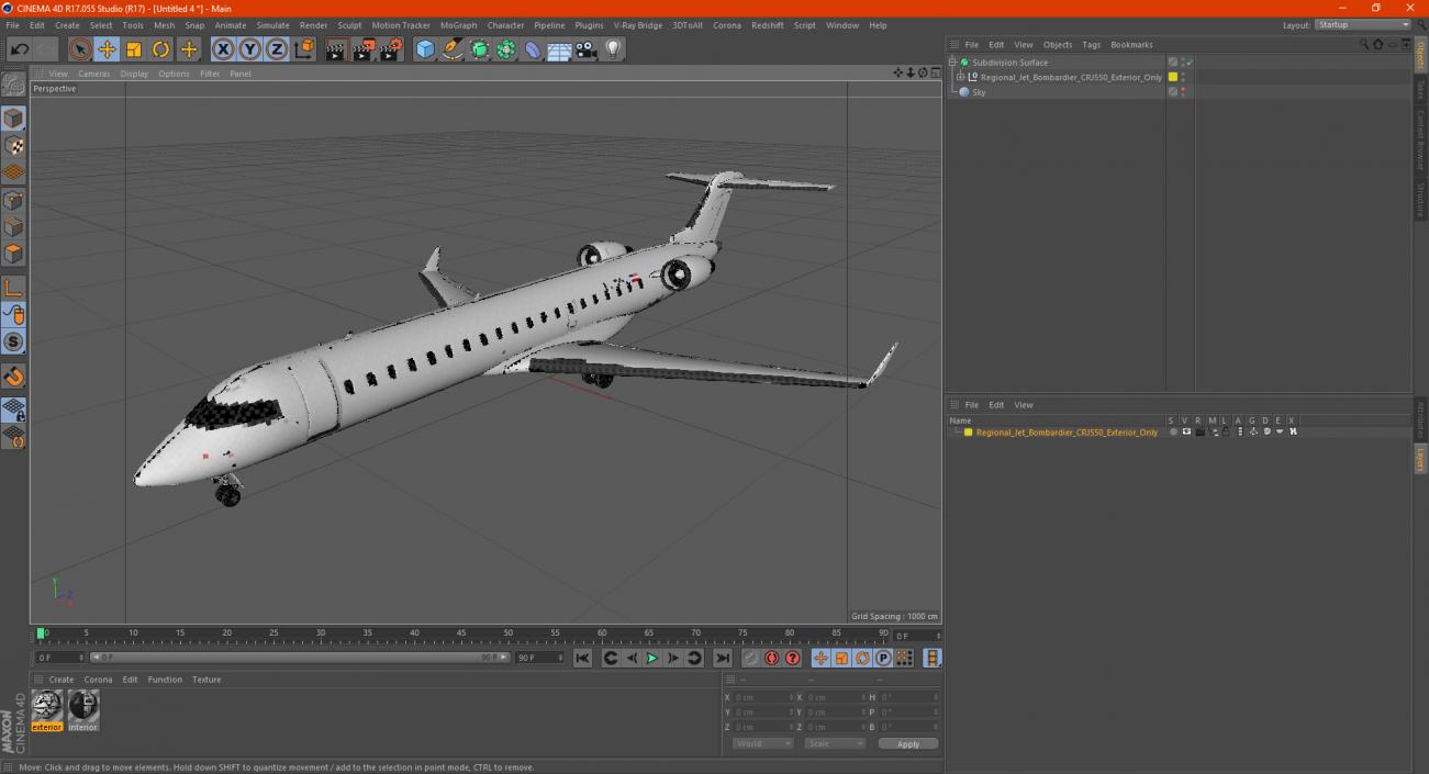 Regional Jet Bombardier CRJ550 Exterior Only 3D model