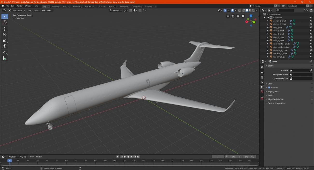 Regional Jet Bombardier CRJ550 Exterior Only 3D model