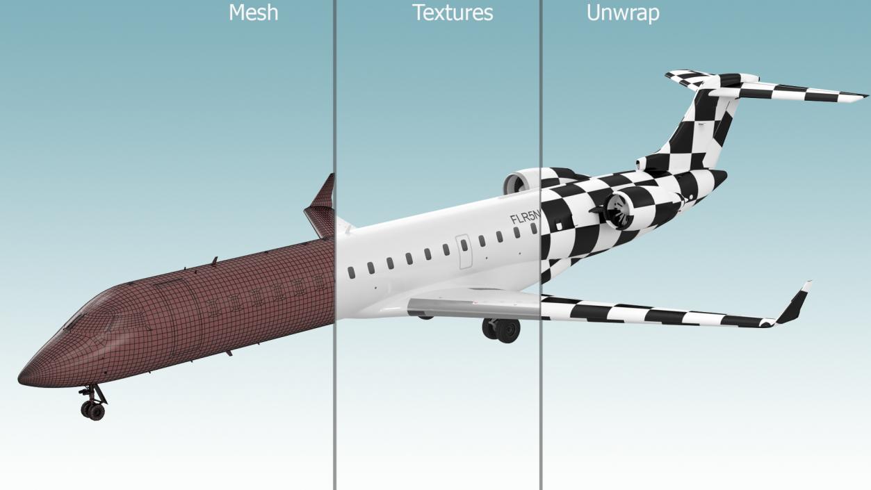 Regional Jet Bombardier CRJ550 Exterior Only 3D model