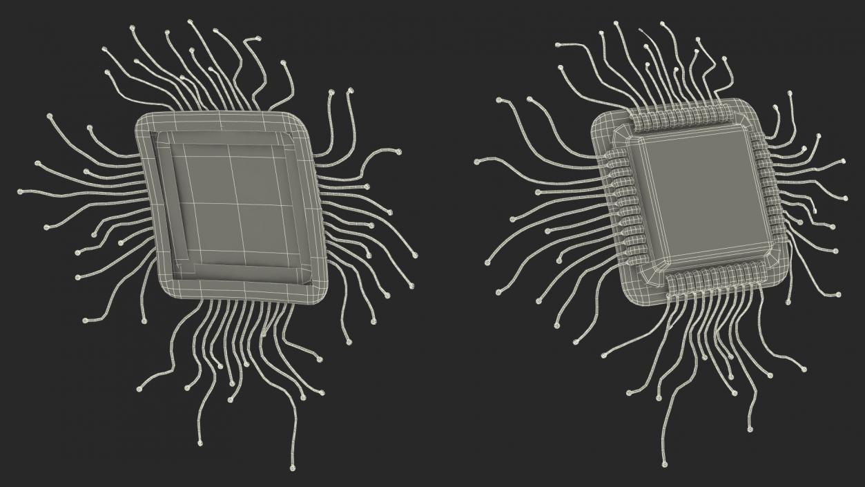 Human Brain with Microchip Implant with Light 2 3D