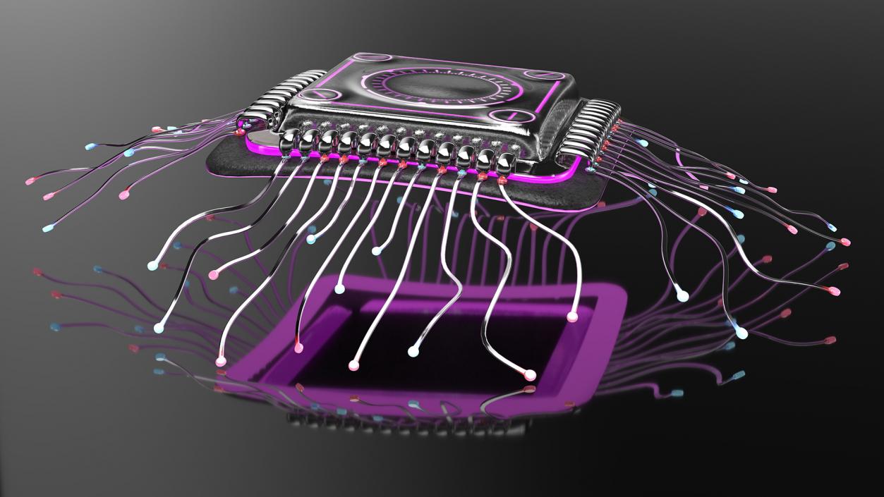 Human Brain with Microchip Implant with Light 2 3D