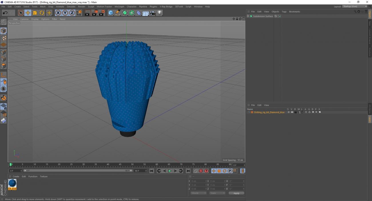 Drilling Rig Bit Diamond Blue 3D model