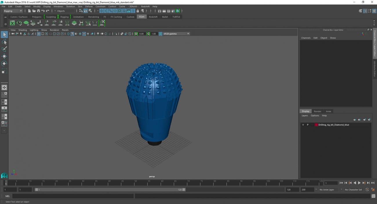 Drilling Rig Bit Diamond Blue 3D model