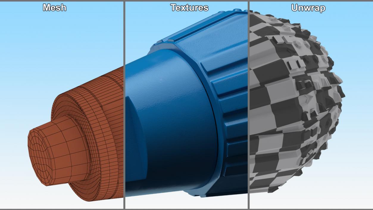 Drilling Rig Bit Diamond Blue 3D model