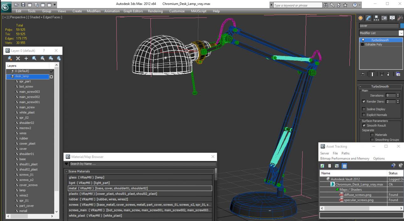 3D Chromium Desk Lamp model