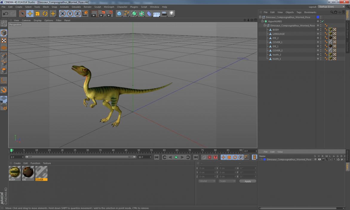 3D model Dinosaur Compsognathus Worried Pose