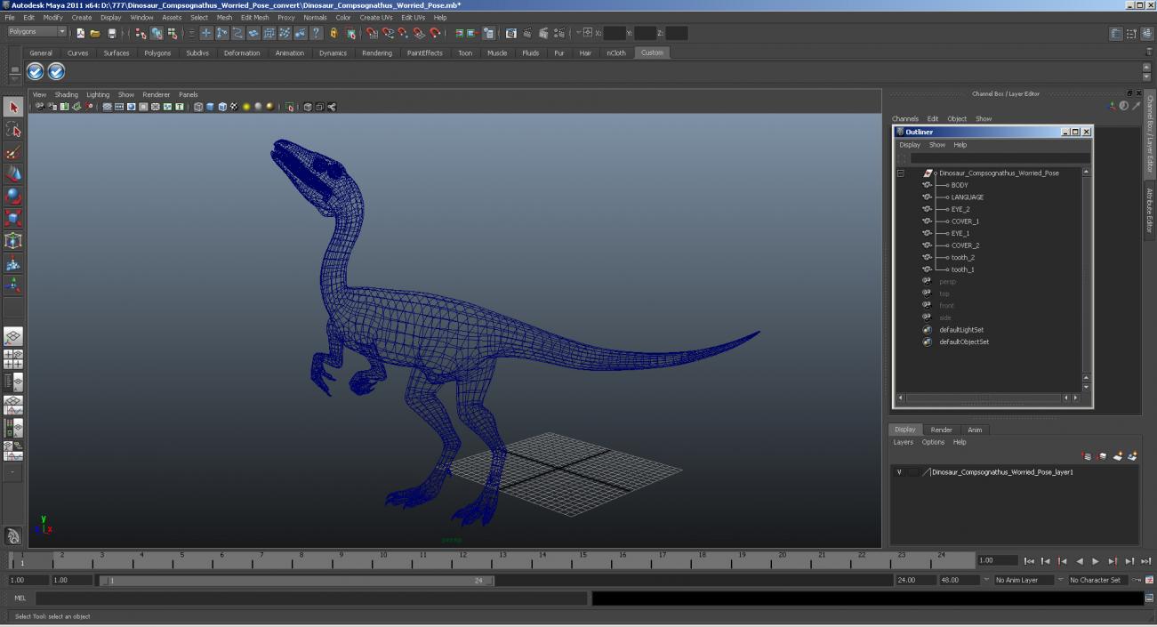 3D model Dinosaur Compsognathus Worried Pose