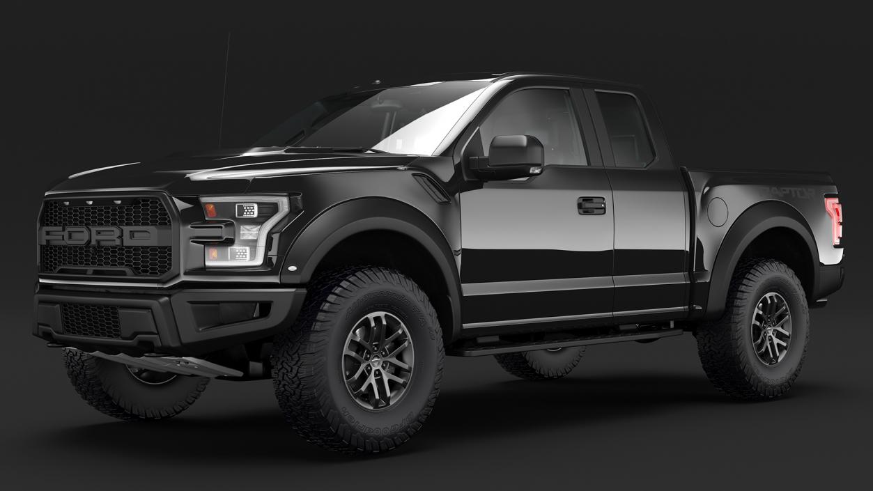 3D Black Ford F-150 Raptor 2017 model