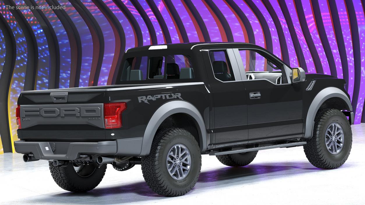 3D Black Ford F-150 Raptor 2017 model