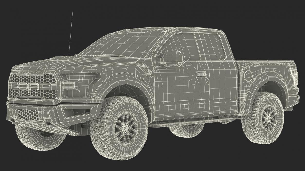 3D Black Ford F-150 Raptor 2017 model