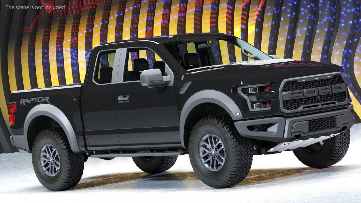 3D Black Ford F-150 Raptor 2017 model