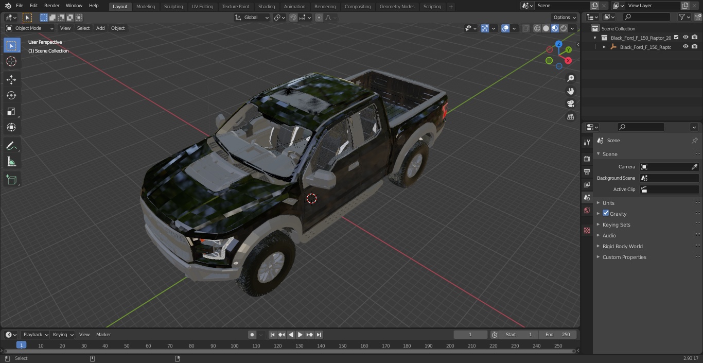 3D Black Ford F-150 Raptor 2017 model