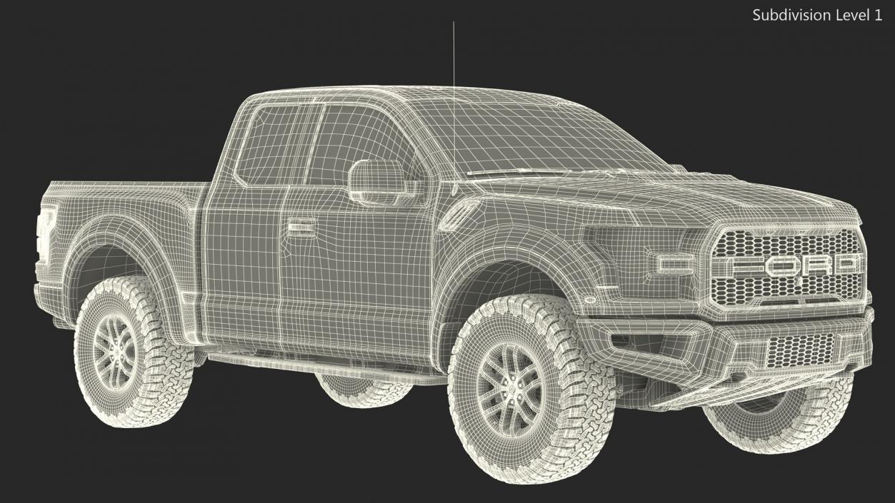 3D Black Ford F-150 Raptor 2017 model