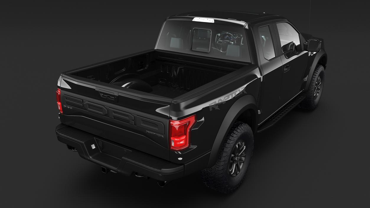 3D Black Ford F-150 Raptor 2017 model